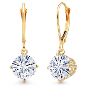 White Moissanite - April_Earrings in 14K Yellow Gold