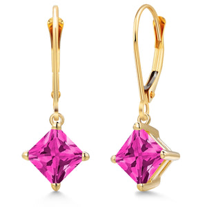 Pink Zirconia_Earrings in 14K Yellow Gold