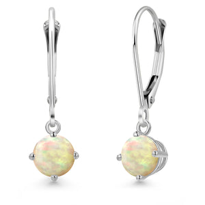 Ethiopian Opal-Cabochon - October_Earrings in 14K White Gold
