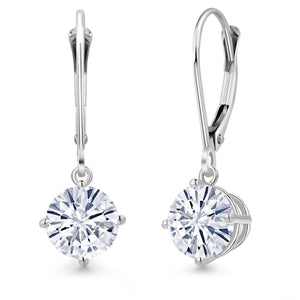 White Moissanite - April_Earrings in 14K White Gold