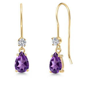 Purple and E - F_Earrings in 14K Yellow Gold