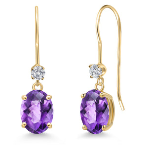 Purple and E - F_Earrings in 14K Yellow Gold