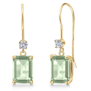 Prasiolite_Earrings in 14K Yellow Gold