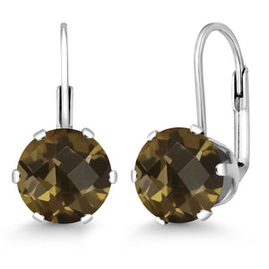 Smoky Quartz-Checkerboard_Earrings in 925 Sterling Silver