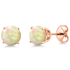 Ethiopian Opal-Cabochon - October_Earrings in 925 Rose Gold Plated Silver