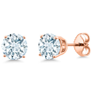 Aquamarine - March_Earrings in 925 Rose Gold Plated Silver