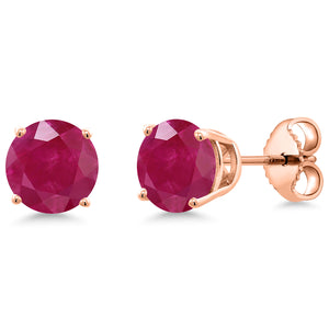 Ruby - July_Earrings in 925 Rose Gold Plated Silver