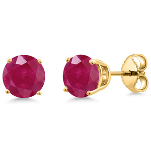 Ruby - July_Earrings in 925 Yellow Gold Plated Silver