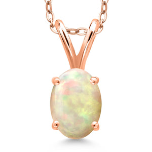 Ethiopian Opal-Cabochon - October_Pendant in 925 Rose Gold Plated Silver