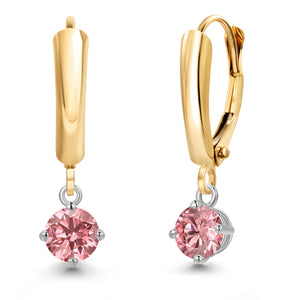 Pink Lab Grown Diamond_Earrings in 14K Two Tone Gold