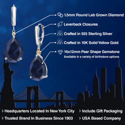 Earrings in 925 Sterling Silver and 10K Yellow Gold