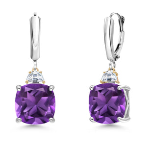 Purple and Near Colorless (GH)_Earrings in 925 Sterling Silver and 10K Yellow Gold