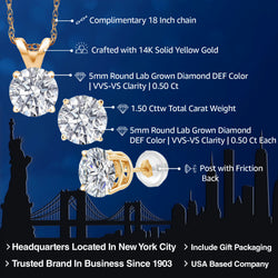 Pendant Earrings Set in 14K Yellow Gold