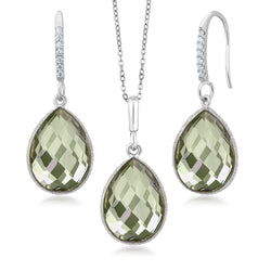 Pendant Earrings Set in 925 Sterling Silver