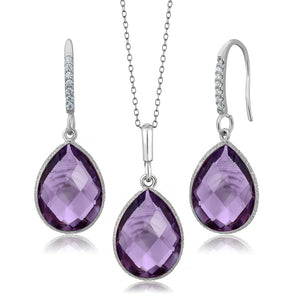 Pendant Earrings Set in 925 Sterling Silver