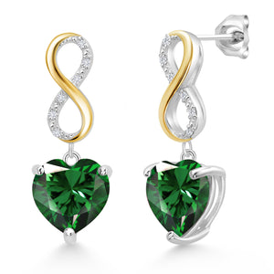 Green Nano Emerald - May_Earrings in 925 Sterling Silver and 10K Yellow Gold