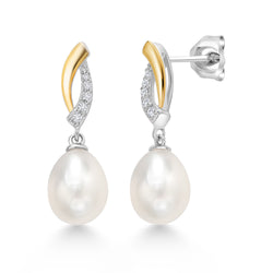 Earrings in 925 Sterling Silver and 10K Yellow Gold