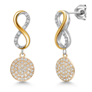Earrings in 925 Sterling Silver and 10K Yellow Gold