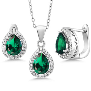 Nano Emerald - May_Sterling Silver_Pendant Earrings Set in Sterling Silver