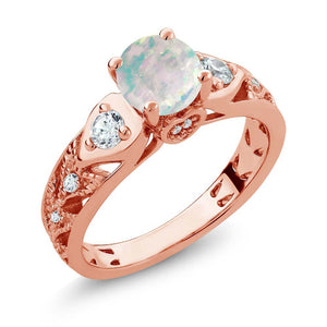 White_5_Ring in 925 Rose Gold Plated Silver
