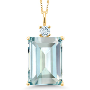 Created Aquamarine_Pendant in 18K Yellow Gold Plated Silver