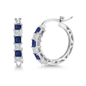 Created Sapphire - September_Earrings in 925 Sterling Silver