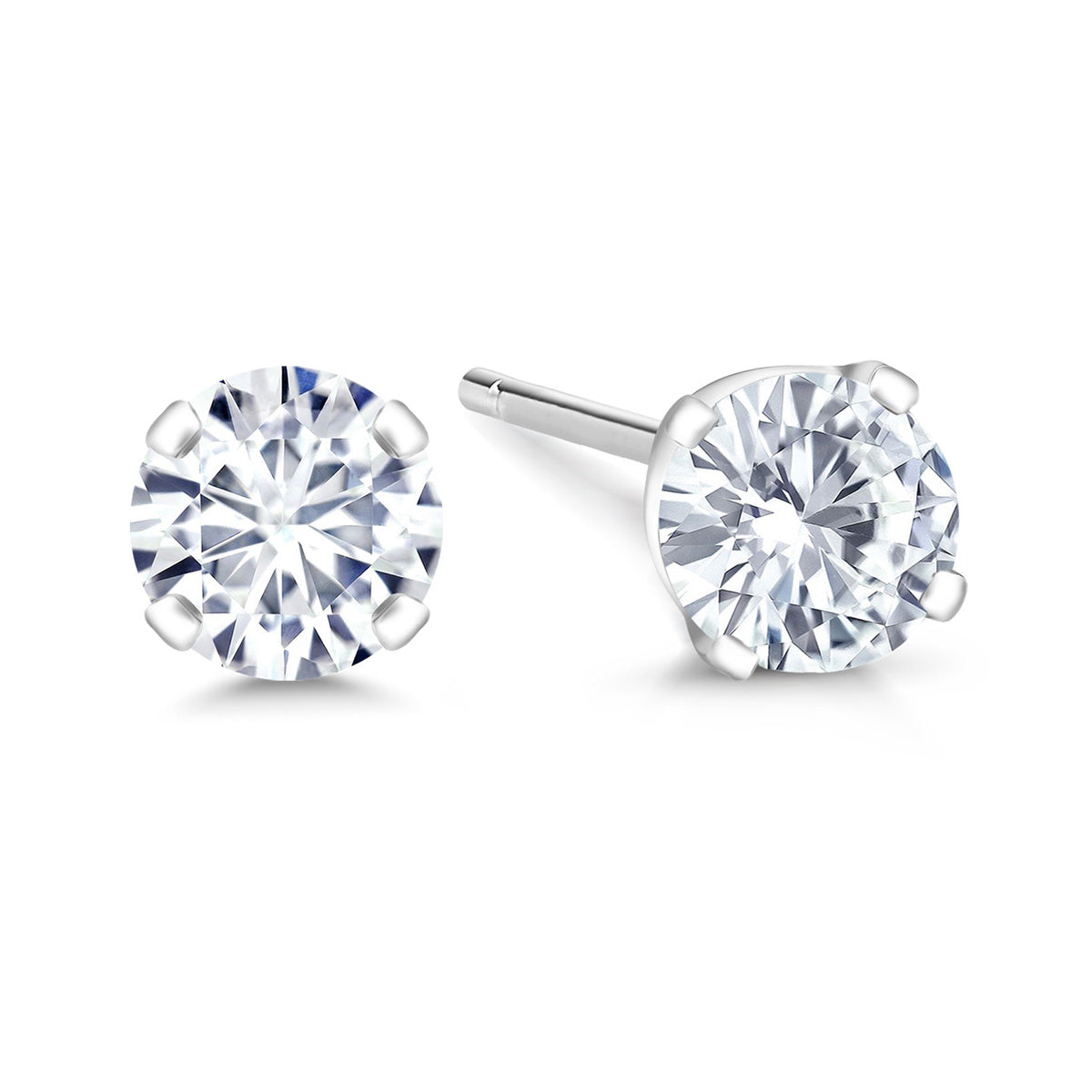 14K White Gold Lab Grown Diamond Stud Earrings | Gold Earrings For Women Men | G-H Color | VS2-SI1 Clarity