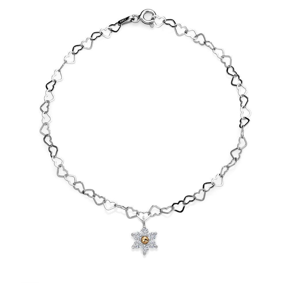 Flower 1_Bracelet in 925 Sterling Silver and 10K Yellow Gold