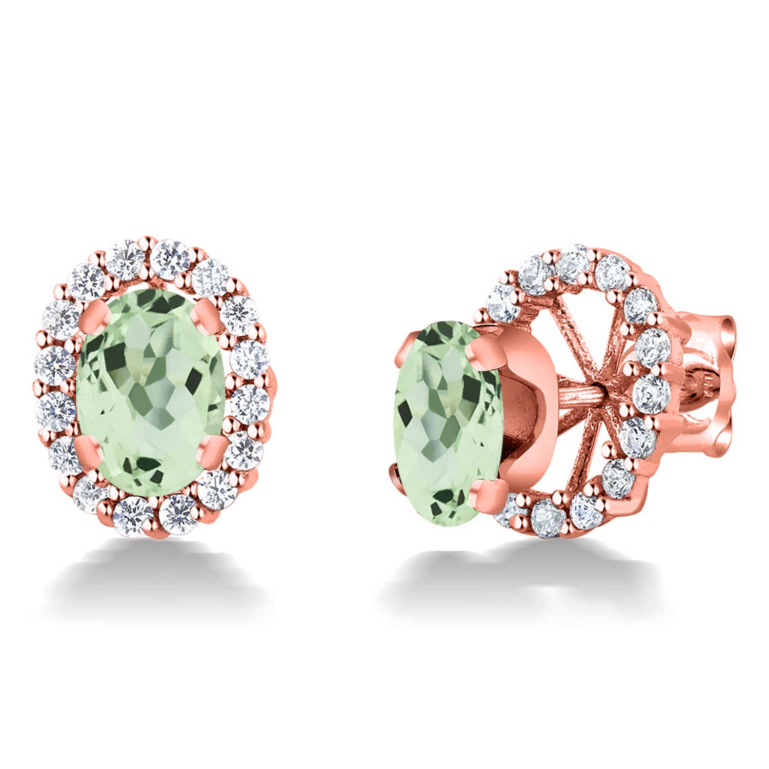 Prasiolite_Earrings in 925 Rose Gold Plated Silver