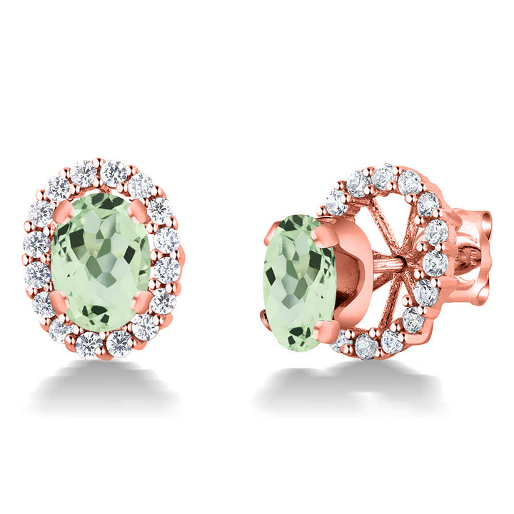 Prasiolite_Earrings in 925 Rose Gold Plated Silver