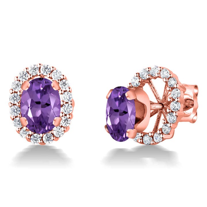 Amethyst - February_Earrings in 925 Rose Gold Plated Silver