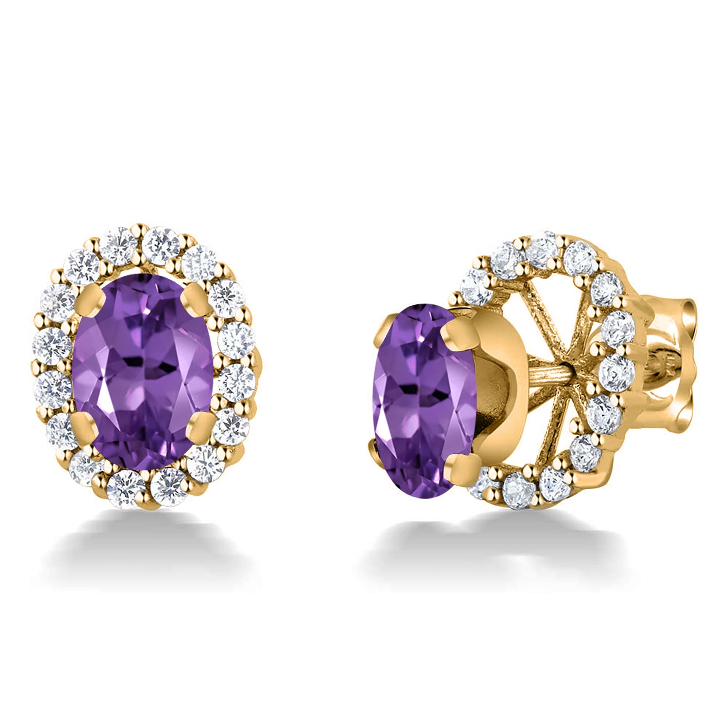 Amethyst - February_Earrings in 925 Yellow Gold Plated Silver