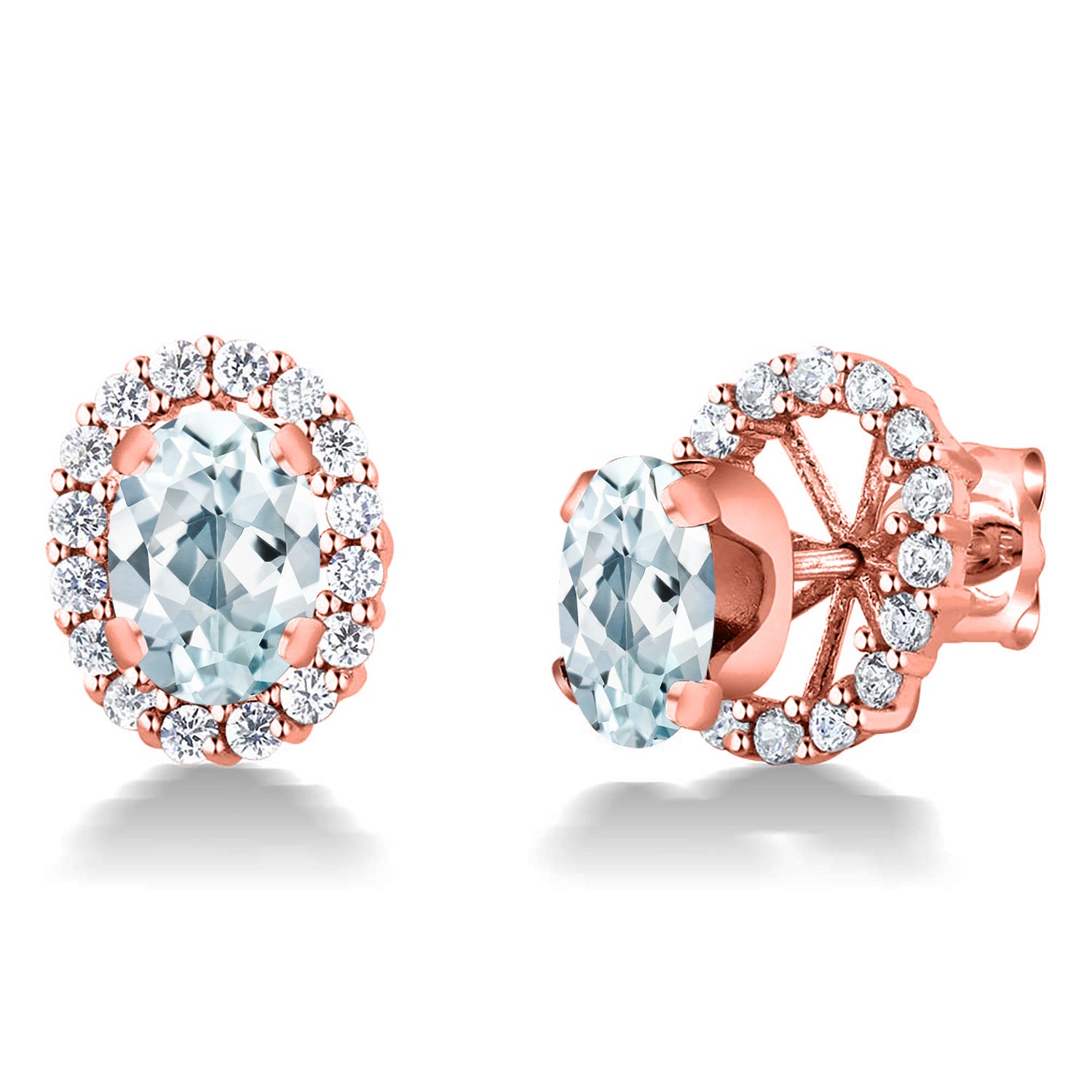 Aquamarine - March_Earrings in 925 Rose Gold Plated Silver