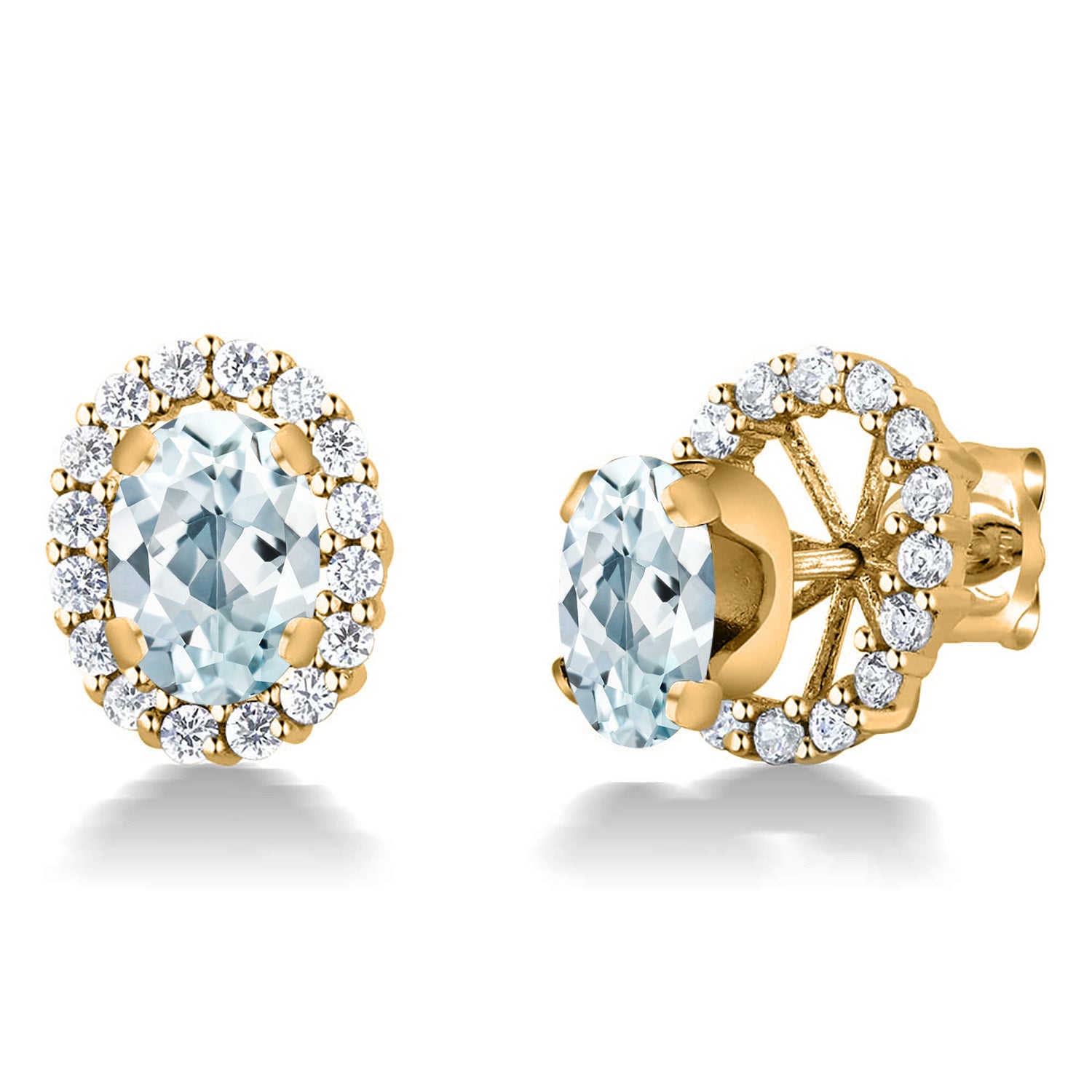 Aquamarine - March_Earrings in 925 Yellow Gold Plated Silver