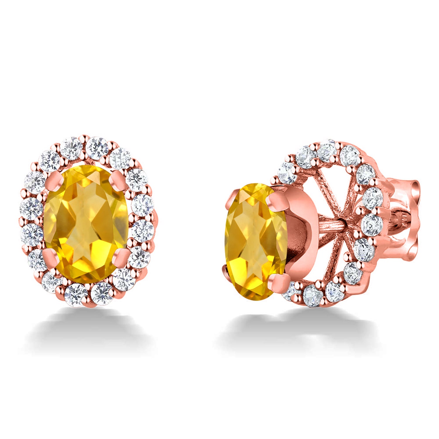 Citrine - November_Earrings in 925 Rose Gold Plated Silver