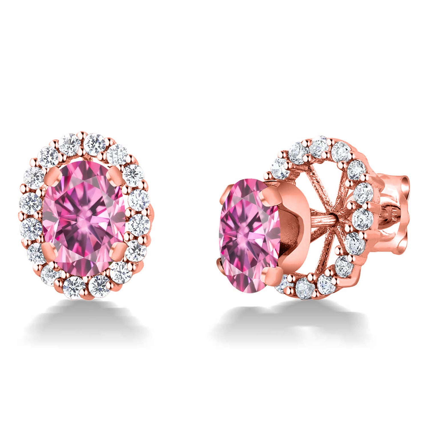 Pink Moissanite - April_Earrings in 925 Rose Gold Plated Silver