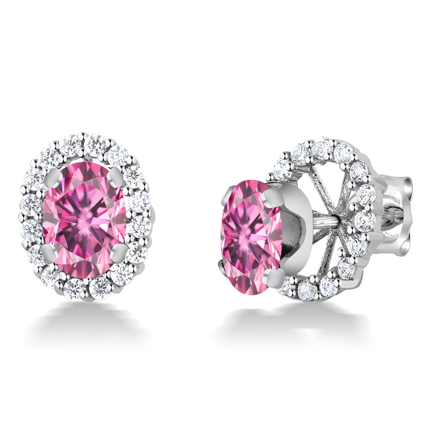 Pink Moissanite - April_Earrings in 925 Sterling Silver