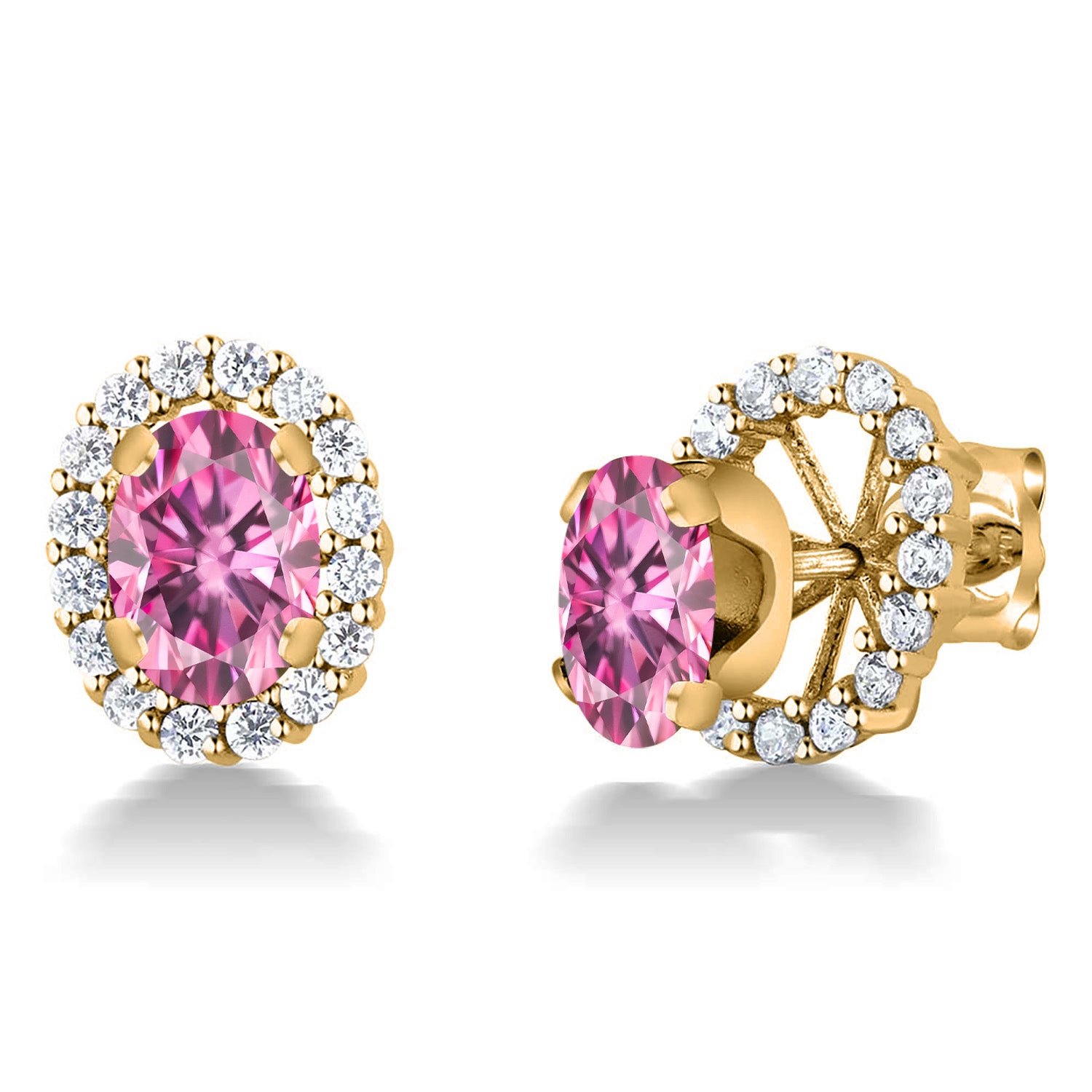 Pink Moissanite - April_Earrings in 925 Yellow Gold Plated Silver