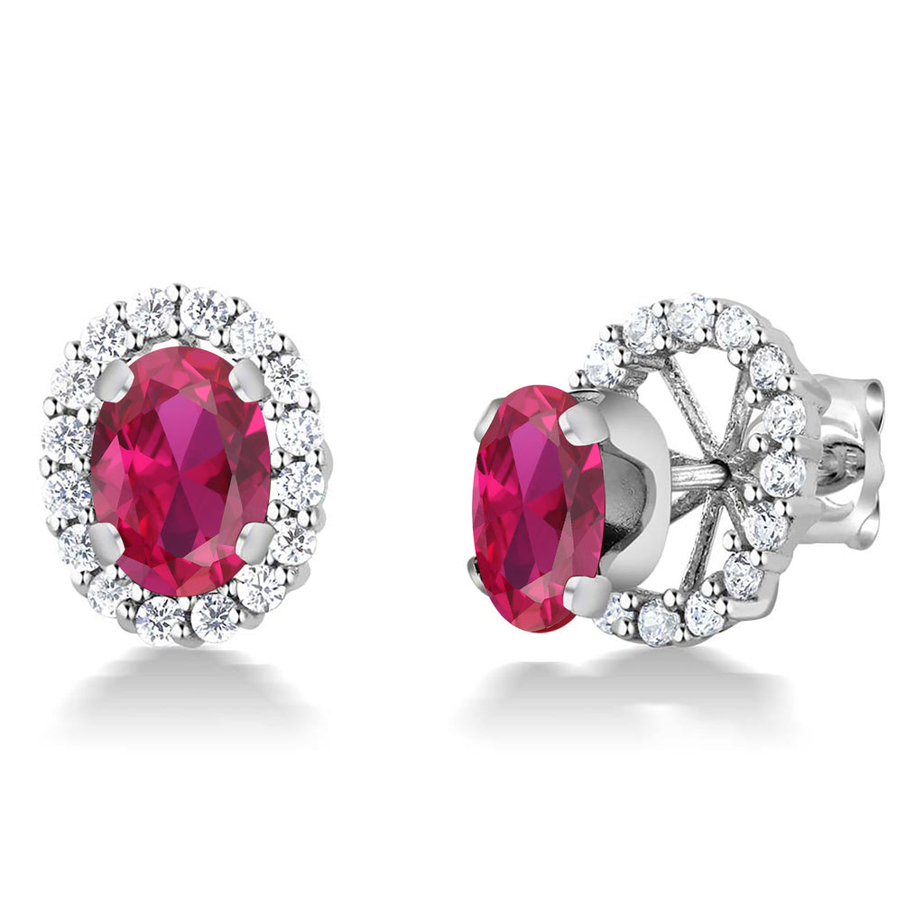 Created Ruby - July_Earrings in 925 Sterling Silver