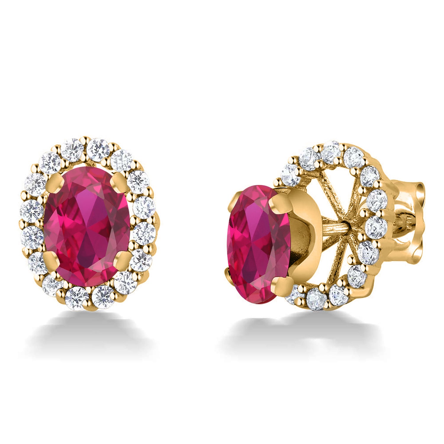 Created Ruby - July_Earrings in 925 Yellow Gold Plated Silver