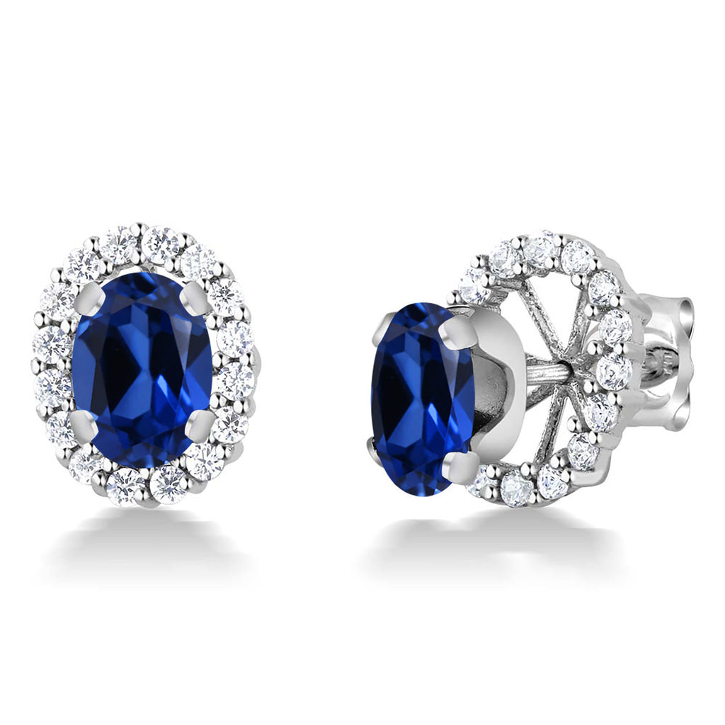 Blue Created Sapphire - September_Earrings in 925 Sterling Silver