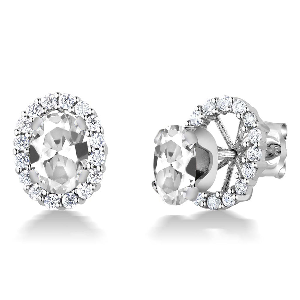 White Created Sapphire - September_Earrings in 925 Sterling Silver