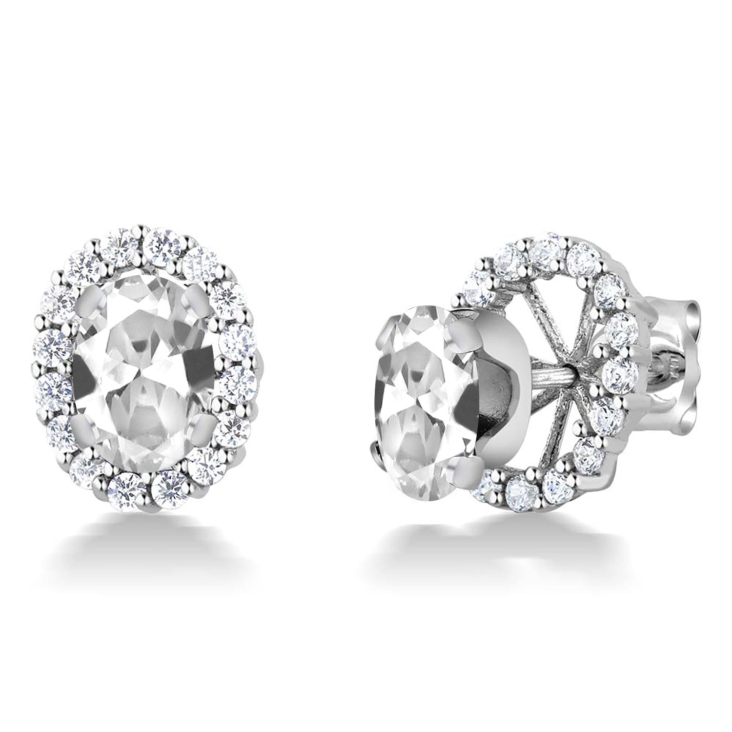 White Created Sapphire - September_Earrings in 925 Sterling Silver