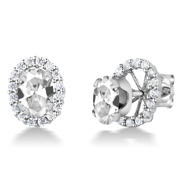 White Created Sapphire - September_Earrings in 925 Sterling Silver