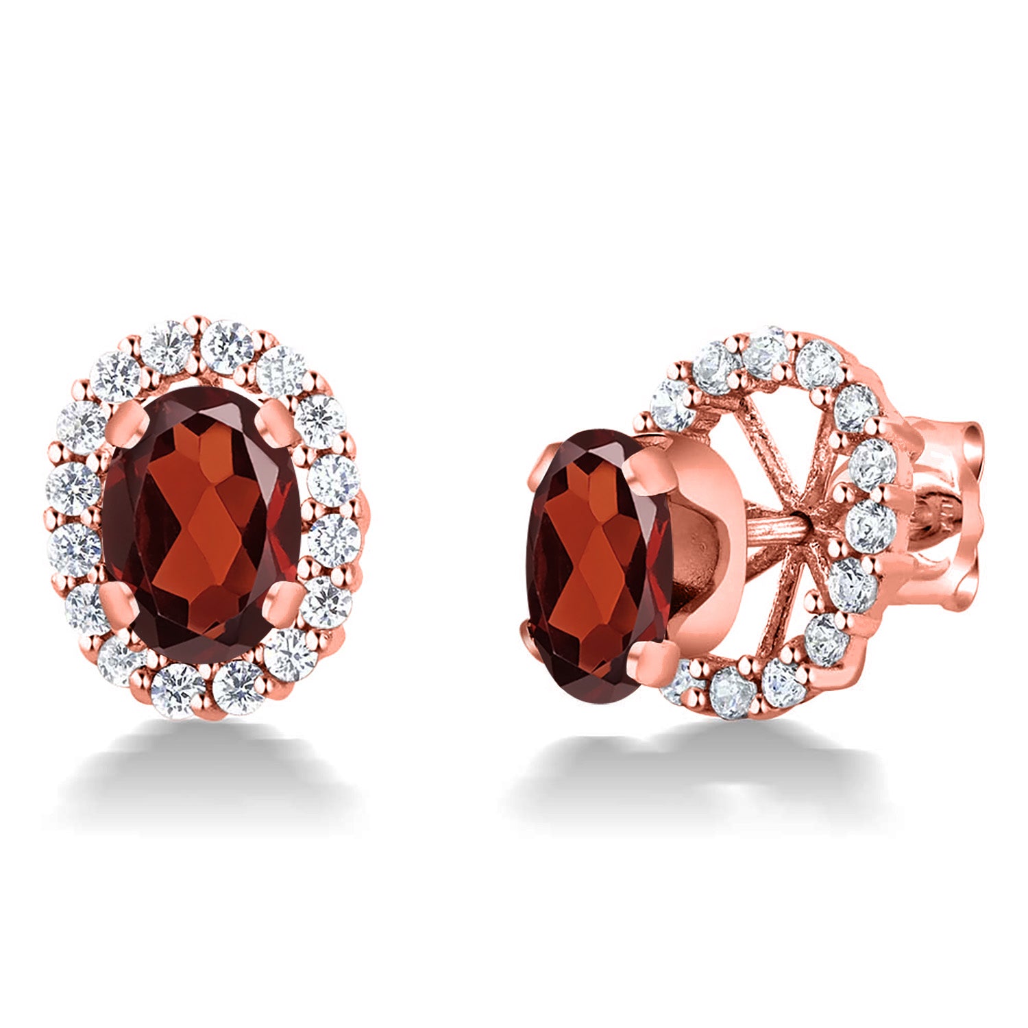 Garnet - January_Earrings in 925 Rose Gold Plated Silver