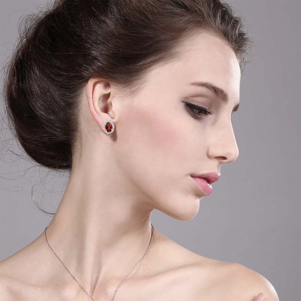 Garnet - January_Earrings in 925 Rose Gold Plated Silver