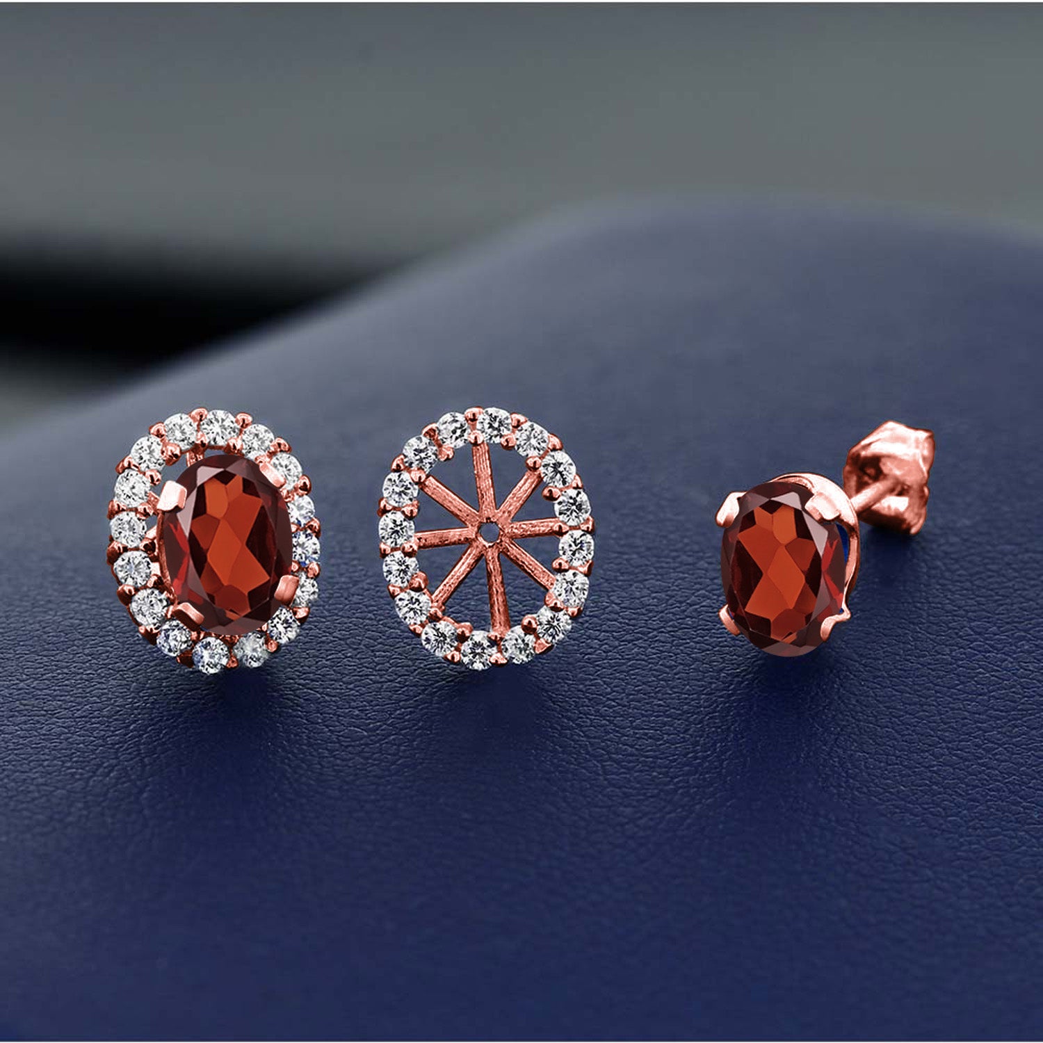 Garnet - January_Earrings in 925 Rose Gold Plated Silver