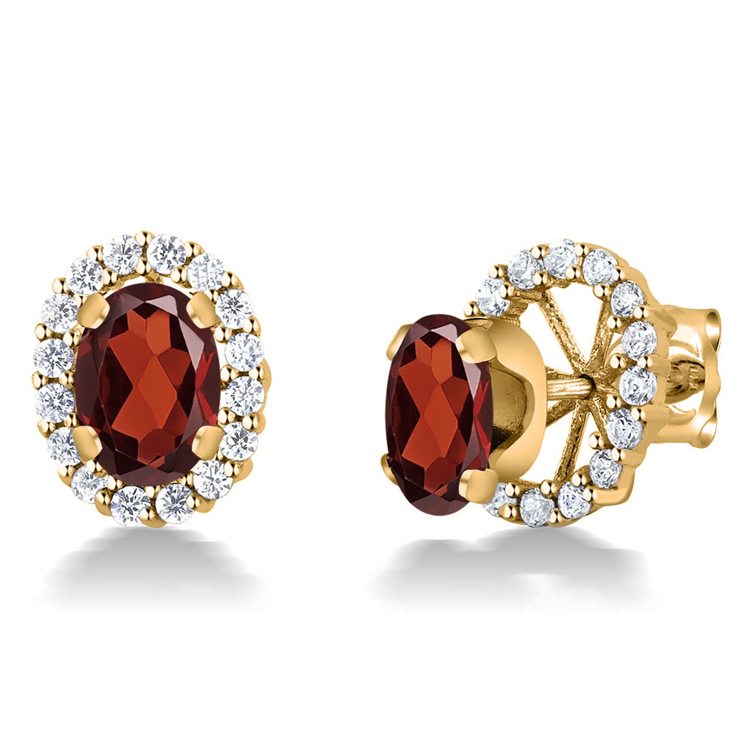 Garnet - January_Earrings in 925 Yellow Gold Plated Silver