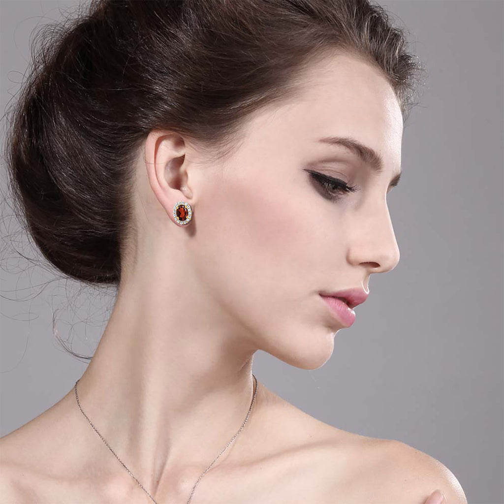 Garnet - January_Earrings in 925 Yellow Gold Plated Silver