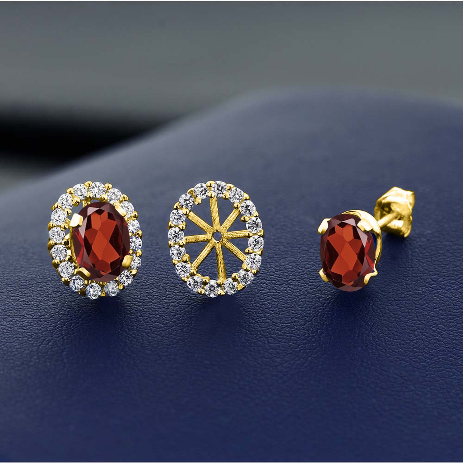 Garnet - January_Earrings in 925 Yellow Gold Plated Silver